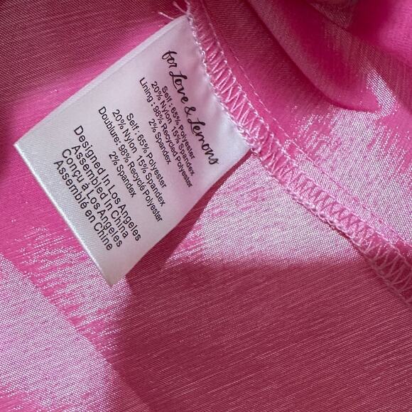 For Love & Lemons Lala Lace Up Mini Dress Pink Taffeta Small NWT Heart Detail - Picture 13 of 13